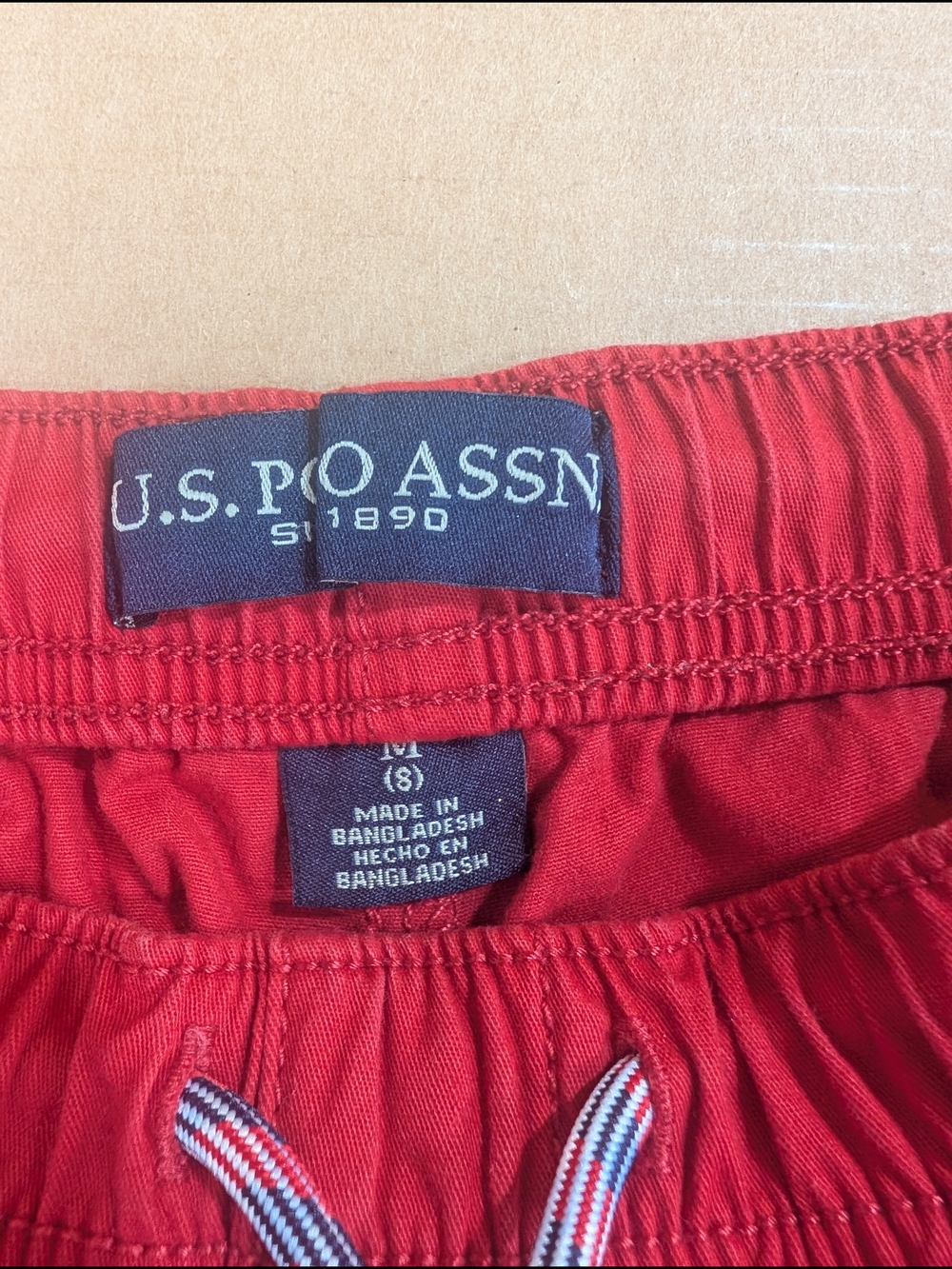 U.S. Polo Assn. Kids Red Boys Size 8 Short 98% Cotton